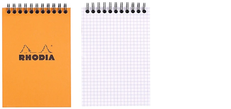 Bloc notes Rhodia, série Basics Orange (#13-Spiralé-Quadrillé)