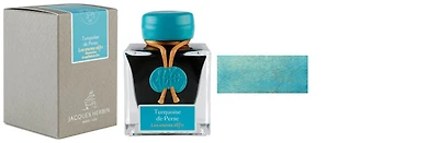Jacques Herbin Ink bottle, 1670 Inks series Turquoise de Perse (with gold flecks)
