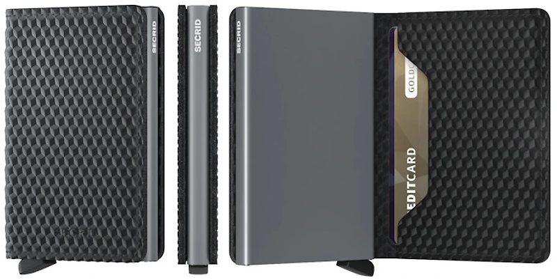 Porte-cartes Secrid, série Slimwallet Cubic Noir-Titane