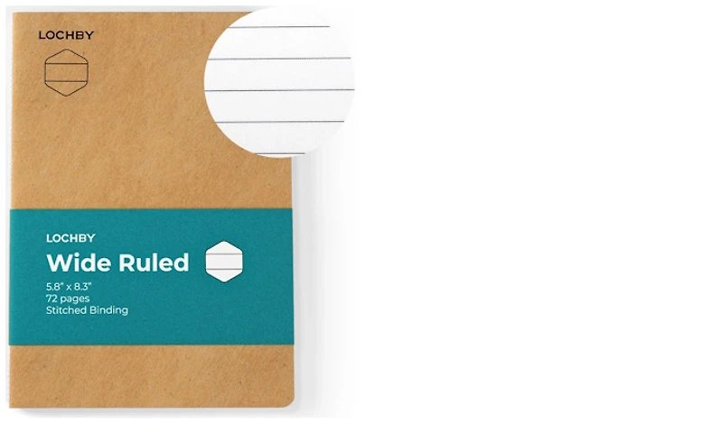 Lochby A5 Notebook refill, Accessories series White (Wide Ruled)