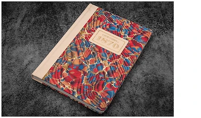 Galen Leather Co. Notebook (A5), 1870 Marble series - Molten Lava (White-Blank)
