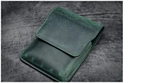 Galen Leather Co. Pen pouch, Leather Flap Pen Case (5) series Crazy Horse Forest Green