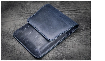 Étui pour stylo Galen Leather Co., série Leather Flap Pen Case (5) Bleu marine Crazy Horse 