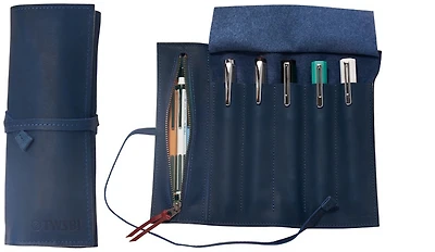 Étui pour stylo TWSBI, série Leather Roll Case Bleu nuit