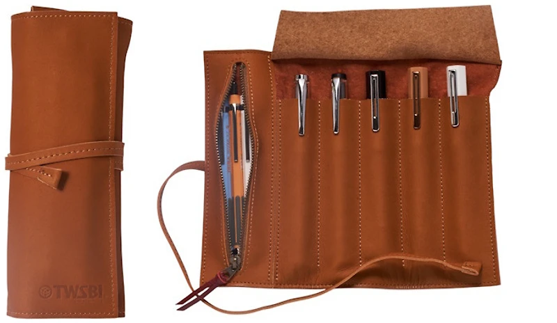 TWSBI Pen pouch, Leather Roll Case series Tan brown