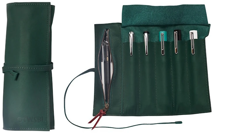 Étui pour stylo TWSBI, série Leather Roll Case Vert forêt