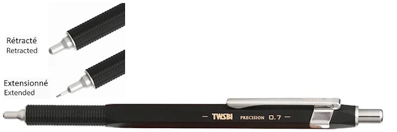 TWSBI Mechanical pencil, Precision series Black (0.7mm - Retractable tip)