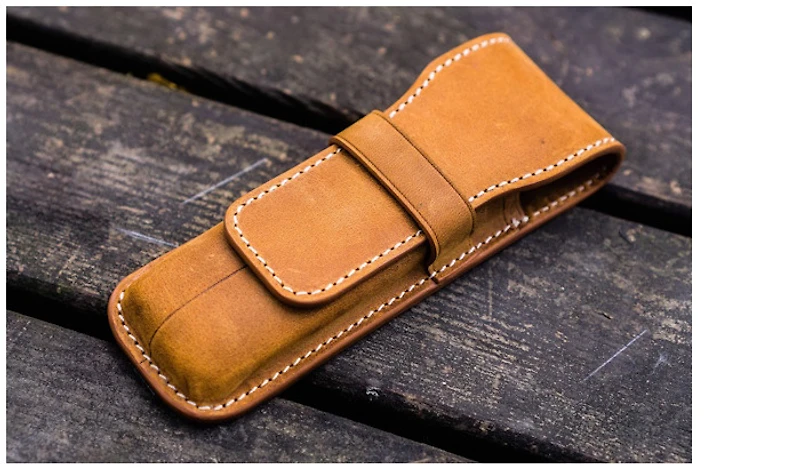 Étui pour stylo Galen Leather Co., série Leather Flap Pen Case (2) Brun Crazy Horse