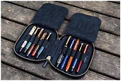 Galen Leather Co. Pen pouch, Leather Zippered 10 Slots series Black