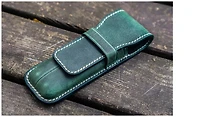 Étui pour stylo Galen Leather Co., série Leather Flap Pen Case (2) Vert forêt Crazy Horse