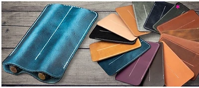 Étui pour stylo Galen Leather Co., série Leather Double Pen Sleeve Vert forêt Crazy Horse