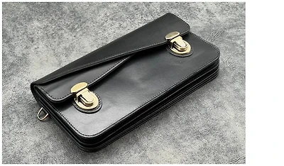 Galen Leather Co. Bag, Leather Accordion series Black