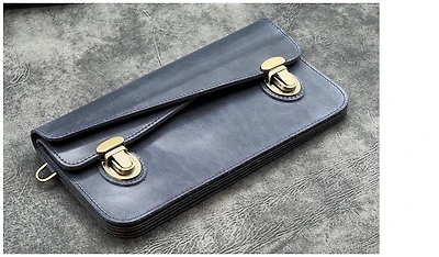 Sac Galen Leather Co., série Leather Accordion Bleu marine Crazy Horse 