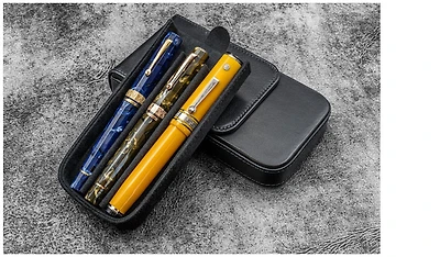 Galen Leather Co. Pen pouch, Leather Magnum Opus 3 Slots series Black