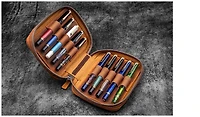 Étui pour stylo Galen Leather Co., série Expansi-Pouch Leather Wide 10 Slots - A6 Zip Folio Brun Crazy Horse