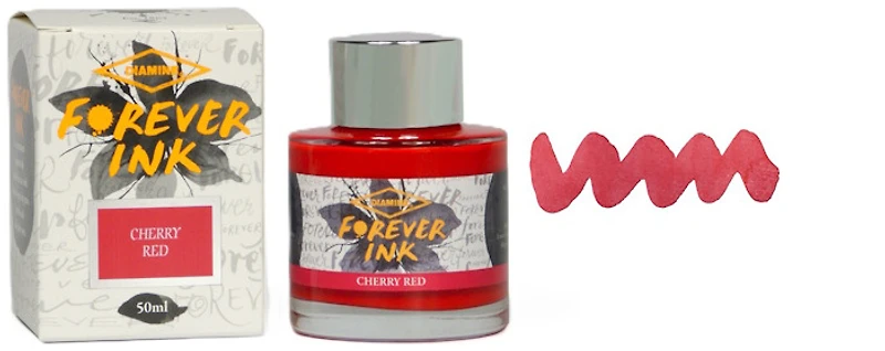 Bouteille d'encre Diamine, série Forever Encre Cherry Red (50ml) 