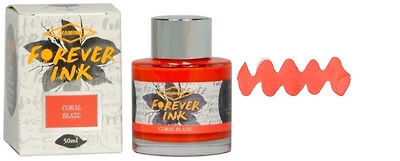 Bouteille d'encre Diamine, série Forever Encre Coral Blaze (50ml) 