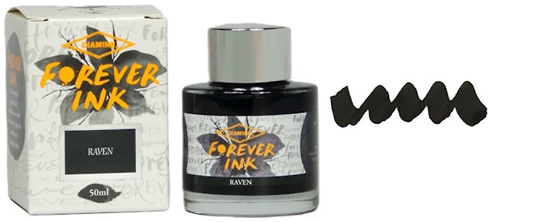 Bouteille d'encre Diamine, série Forever Encre Raven (50ml)