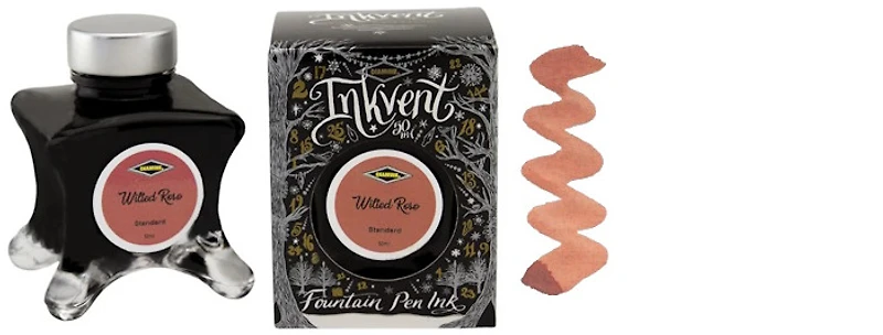 Bouteille d'encre Diamine, série Inkvent Black Edition Encre Wilted Rose (50ml)