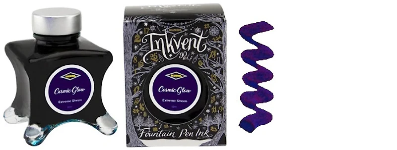 Bouteille d'encre Diamine, série Inkvent Black Edition Encre Cosmic Glow (50ml)