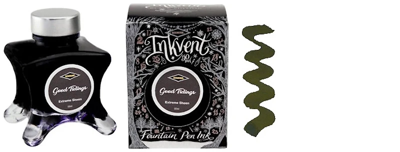 Bouteille d'encre Diamine, série Inkvent Black Edition Encre Good Tidings (50ml)