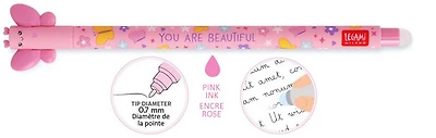 Stylo encre gel Legami, série Erasable Gel Pen Encre rose (Papillon)