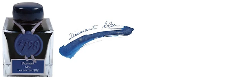 Jacques Herbin Ink bottle, 1798 Inks series Diamant Bleu (with silver flecks)  