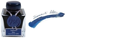 Jacques Herbin Ink bottle, 1798 Inks series Diamant Bleu (with silver flecks)  