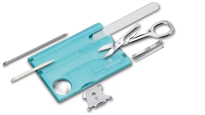 Carte multifonction Victorinox, série Swiss Card Nailcare Bleu glacier translucide