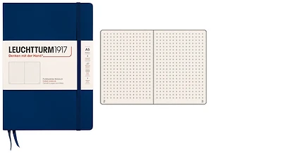 Carnet de notes Leuchtturm1917, série Notebook Medium (A5) Bleu marine (Pointillé, 145mm x 210mm)