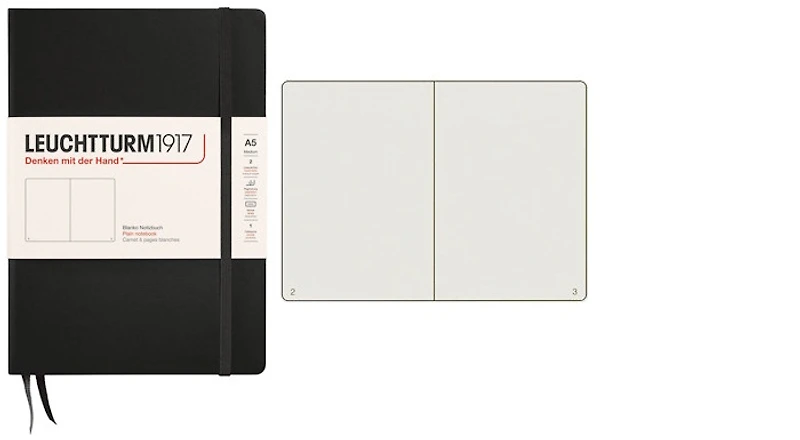 Carnet de notes Leuchtturm1917, série Notebook Medium (A5) Noir (Uni, 145mm x 210mm)