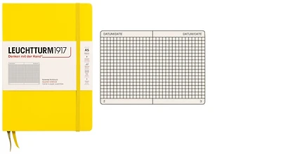 Carnet de notes Leuchtturm1917, série Notebook Medium (A5) Citron (Quadrillé, 145mm x 210mm)