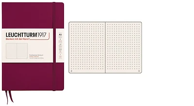 Carnet de notes Leuchtturm1917, série Notebook Medium (A5) Port rouge (Pointillé, 145mm x 210mm)