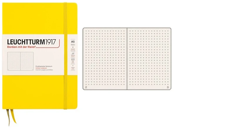 Carnet de notes Leuchtturm1917, série Notebook Medium (A5) Citron (Pointillé, 145mm x 210mm)