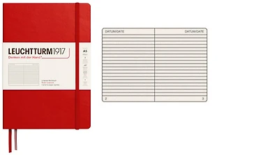 Carnet de notes Leuchtturm1917, série Notebook Medium (A5) Cerise (Ligné, 145mm x 210mm)