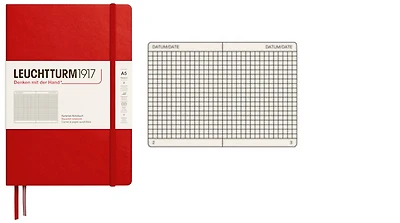 Carnet de notes Leuchtturm1917, série Notebook Medium (A5) Cerise (Quadrillé, 145mm x 210mm)