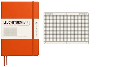 Carnet de notes Leuchtturm1917, série Notebook Medium (A5) Citrouille (Quadrillé, 145mm x 210mm)