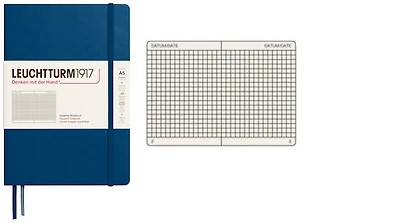 Carnet de notes Leuchtturm1917, série Notebook Medium (A5) Bleu indigo (Quadrillé, 145mm x 210mm)