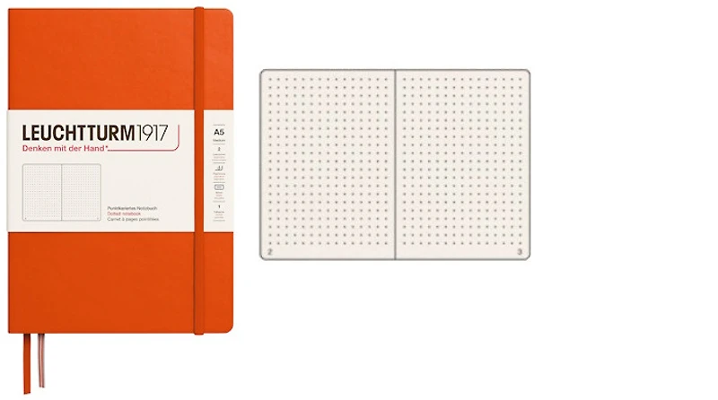 Carnet de notes Leuchtturm1917, série Notebook Medium (A5) Citrouille (Pointillé, 145mm x 210mm)