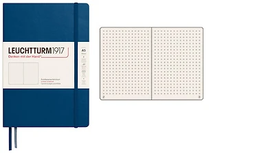 Carnet de notes Leuchtturm1917, série Notebook Medium (A5) Bleu indigo (Pointillé, 145mm x 210mm)