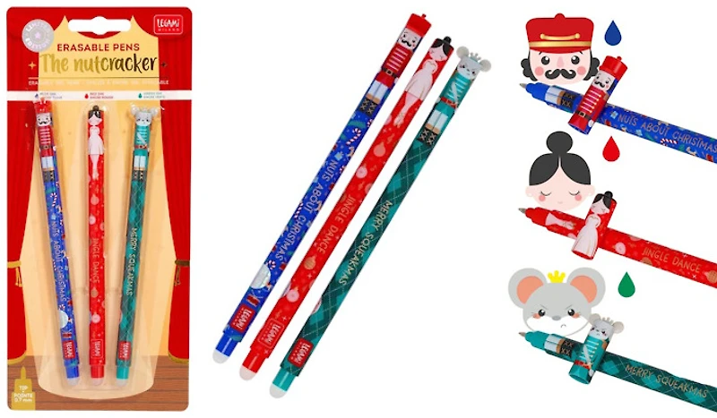 Stylos encre gel Legami, série The nutcracker (Paquet de 3)