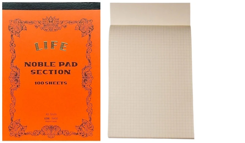 Bloc-notes (A5) LIFE, série Noble Pad (Quadrillé - 100 feuilles)