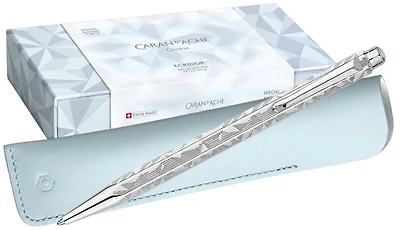 Caran d'Ache Ballpoint pen & pouch set, Ecridor Alpine Frost SE series Platinum