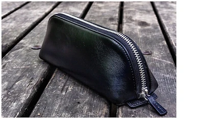 Étui Galen Leather Co., série XLarge Zipper Leather Pencil Case Noir