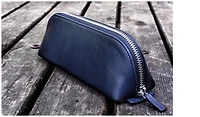 Étui Galen Leather Co., série XLarge Zipper Leather Pencil Case Bleu Marine  