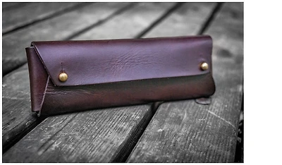 Galen Leather Co. Pouch, The Student Leather Pencil Case series Dark Brown 