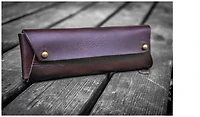 Galen Leather Co. Pouch, The Student Leather Pencil Case series Dark Brown 
