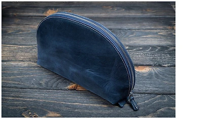 Étui Galen Leather Co., série Leather Lunar Makeup / Toiletry Bag Bleu Marine Crazy Horse