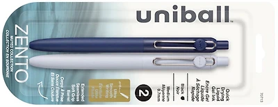 Stylos encre gel Uni-Ball, série Zento (Collection Muted - Paquet de 2 - Encre noire)