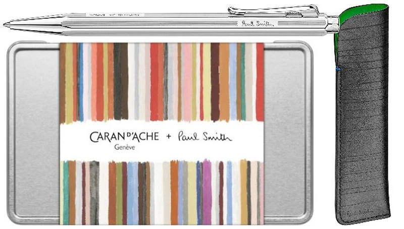 Caran d'Ache Ballpoint pen & pouch set, Ecridor Paul Smith 5th Special Edition series Platinum